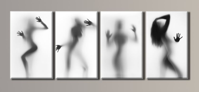 Модульна картина на полотні з 4-х частин "Жіночий силует"