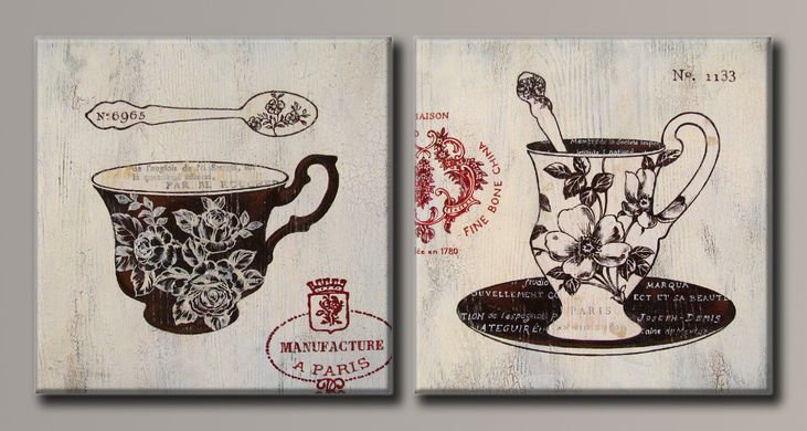 Модульная картина на холсте из 2-х частей "Чашечки кофе"