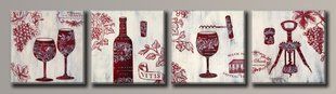 Модульная картина на холсте из 4-х частей "Винный набор"