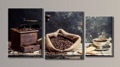 Модульная картина на холсте из 3-х частей "Кофе"