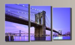 Модульная картина на холсте из 3-х частей "Бруклинский мост"