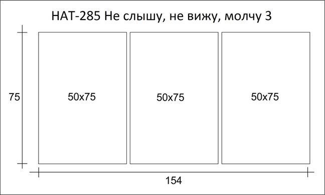 Модульная картина на холсте из 3-х частей "Не слышу, не вижу, молчу"
